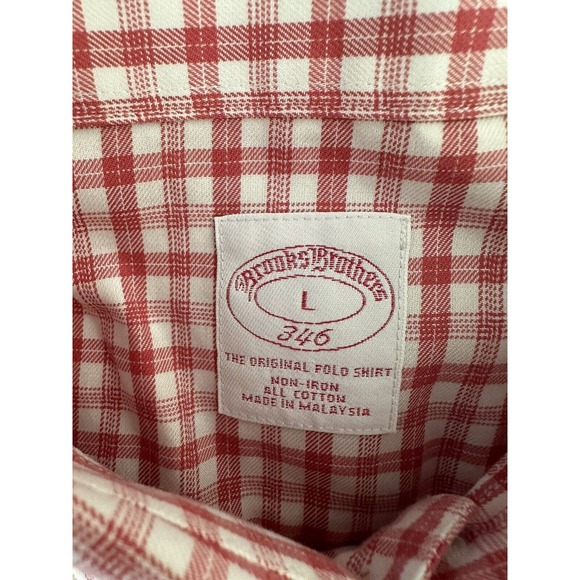 Brooks Brothers 346 Men Size LR Red White Check Regular Fit Long Sleeve Shirt - Picture 2 of 11